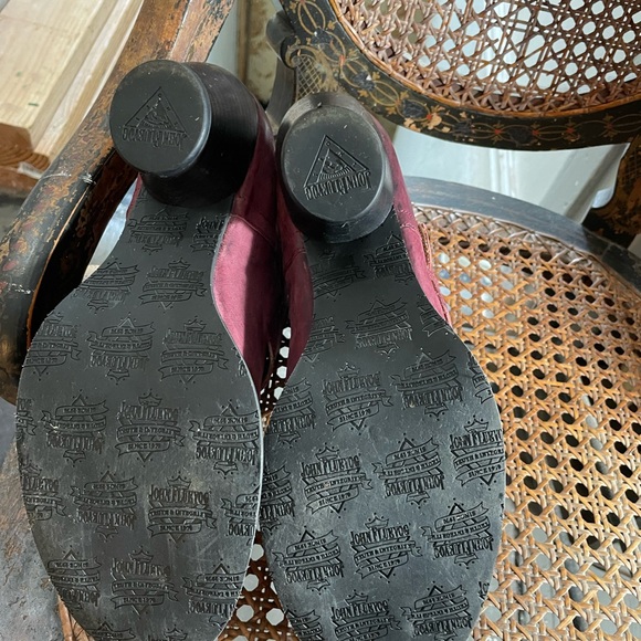 John Fluevog Burgundy Leather Buckle Ankle Booties - Picture 5 of 5